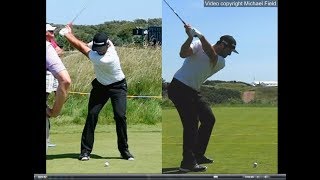 Jon Rahm golf swing  Long Iron faceon amp downtheline July 2017 [upl. by Ahsinut408]