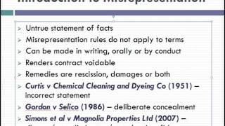 Misrepresentation Lecture 1 of 4 [upl. by Jer]